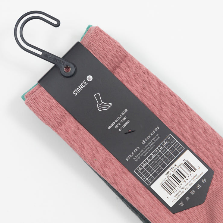 STANCE Icon 3 Pack Icon Socks in GREEN & PINK