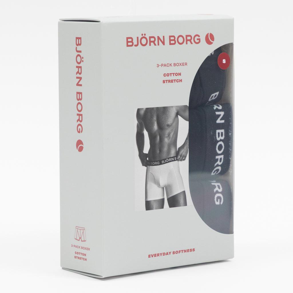 BJORN BORG 3 Pack Stretch Boxers in BLACK
