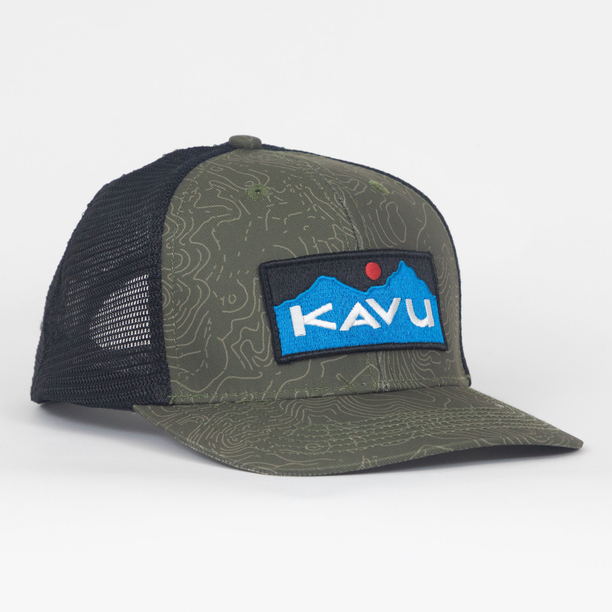 KAVU Above Standard Trucker Cap in OLIVE TOPO