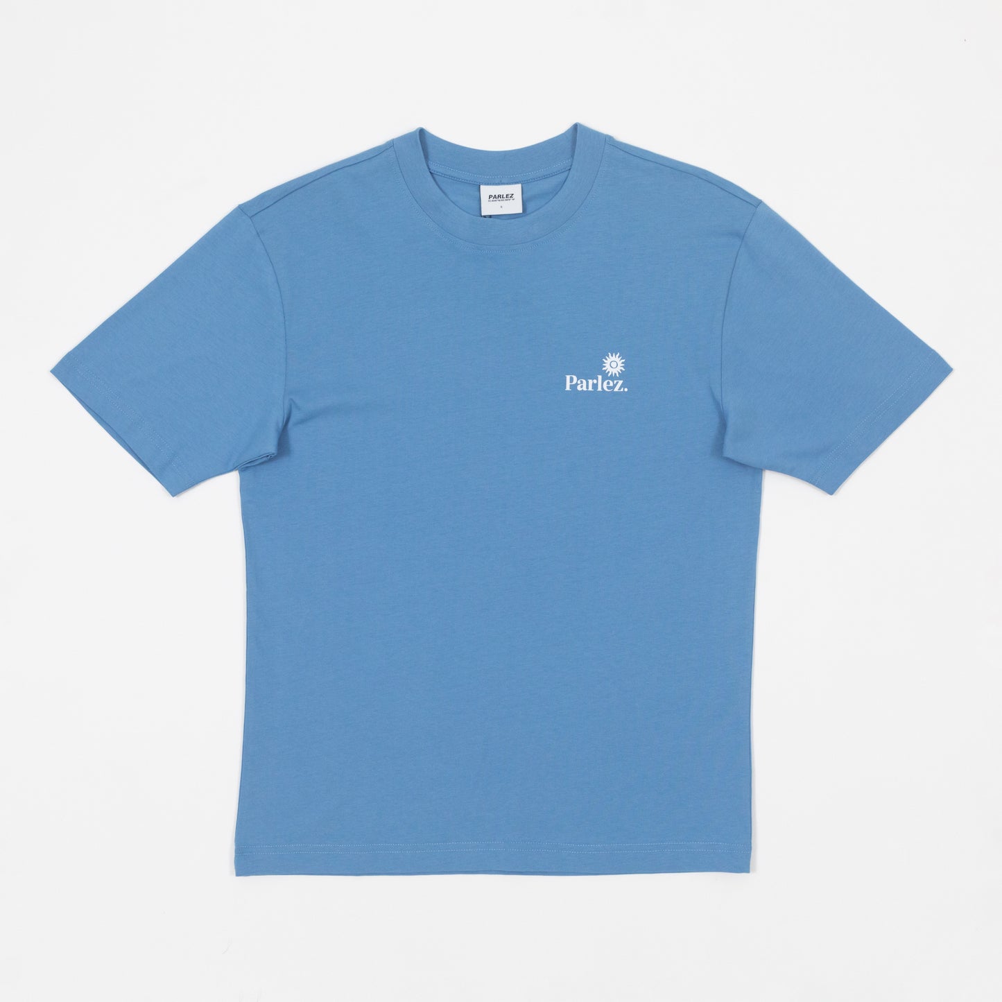 parlez abdor graphic t shirt blue front view