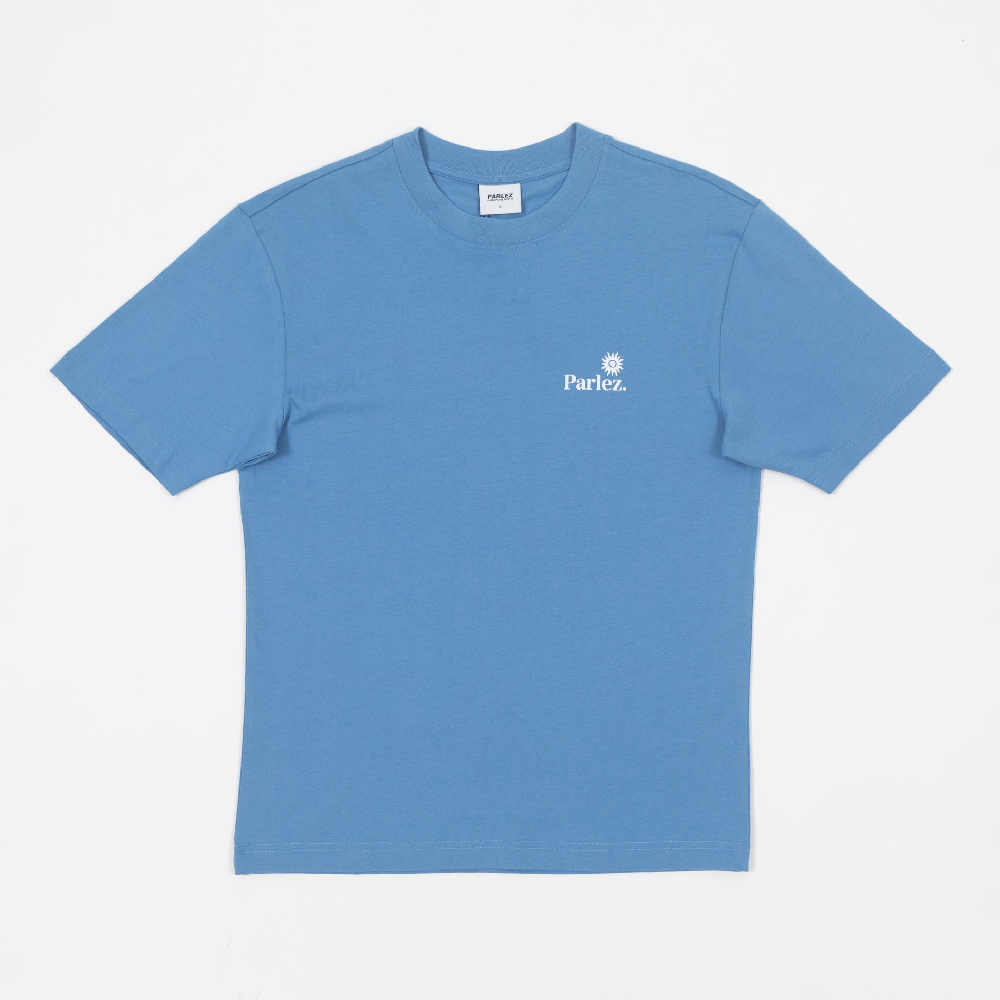 parlez abdor graphic t shirt blue front view