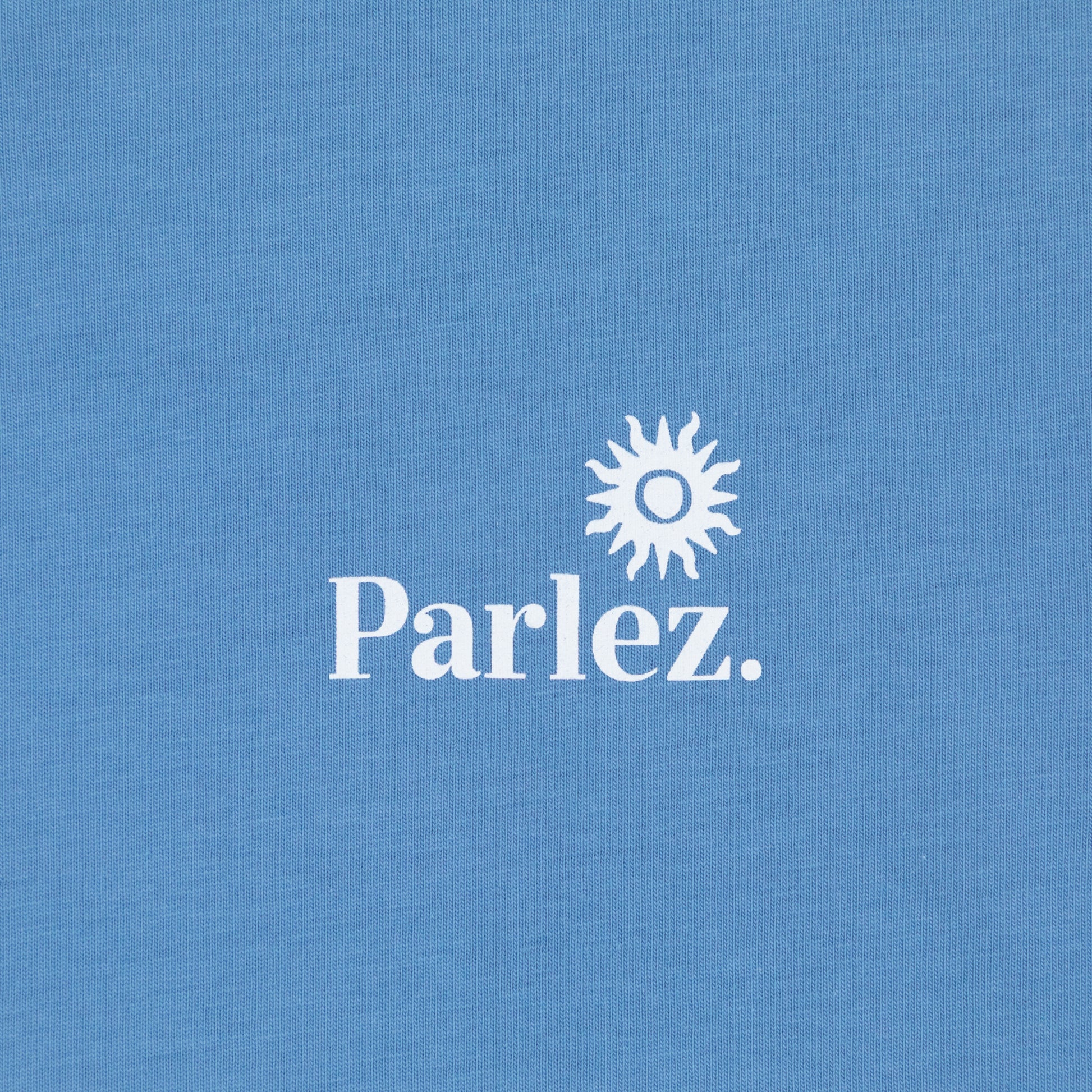 parlez abdor t-shirt blue front graphic close up