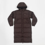 Womens DICKIES Alatna Long Line Puffer Jacket in BROWN