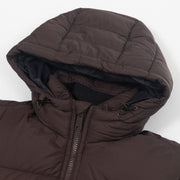 Womens DICKIES Alatna Long Line Puffer Jacket in BROWN