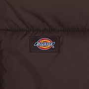 Womens DICKIES Alatna Long Line Puffer Jacket in BROWN