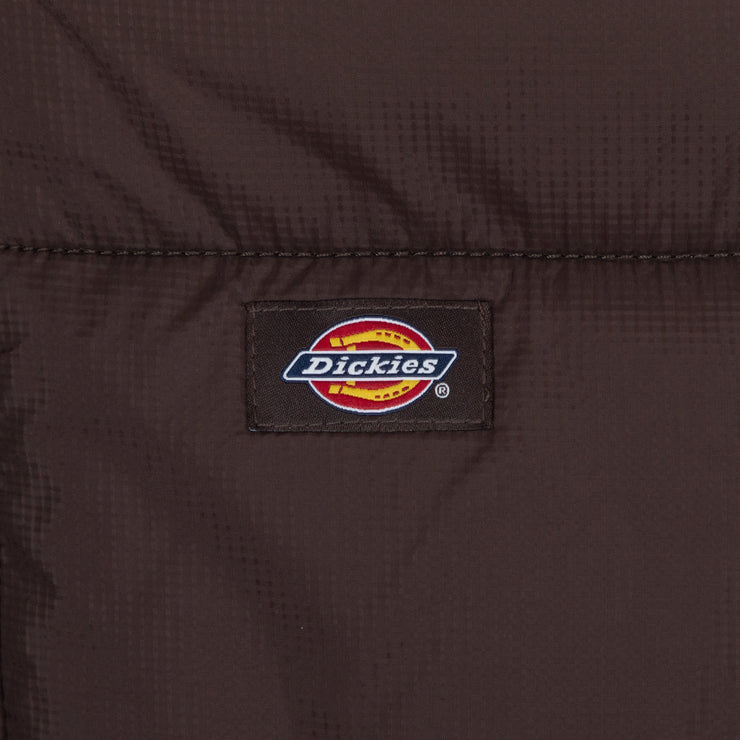 Womens DICKIES Alatna Long Line Puffer Jacket in BROWN