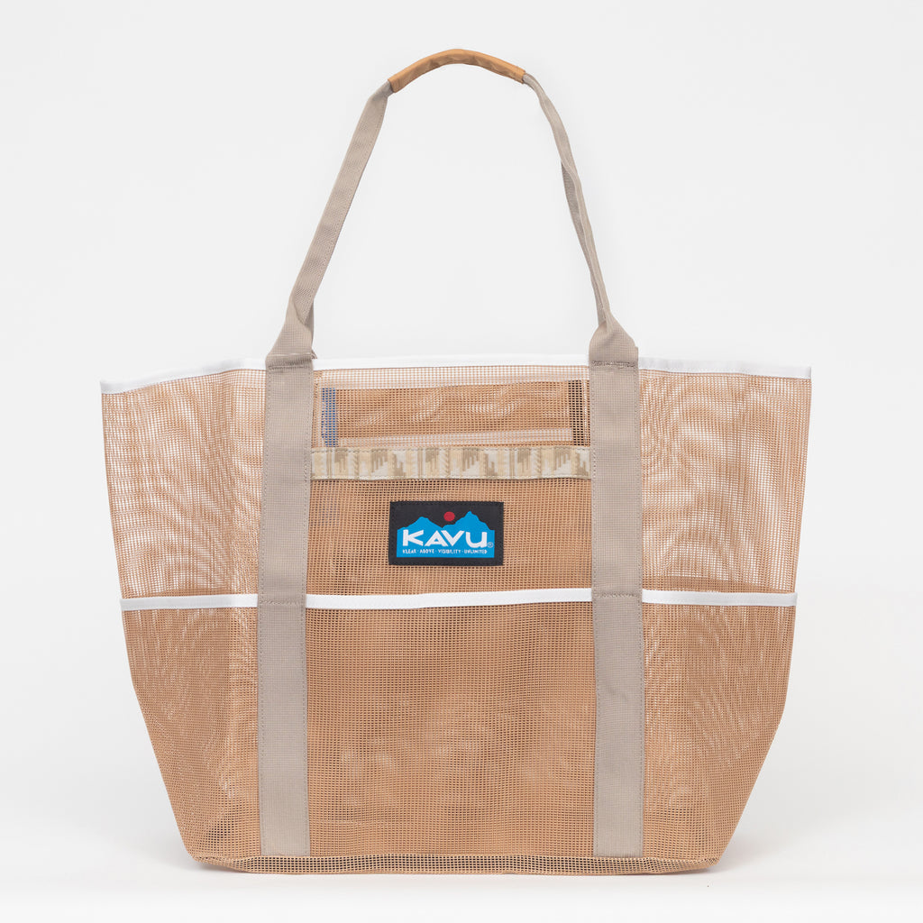 KAVU Alder Lake Mesh Tote Bag in LIGHT BROWN