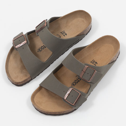 BIRKENSTOCK Arizona Birko-Flor Nubuck Sandals in STONE