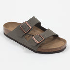 BIRKENSTOCK Arizona Birko-Flor Nubuck Sandals in STONE