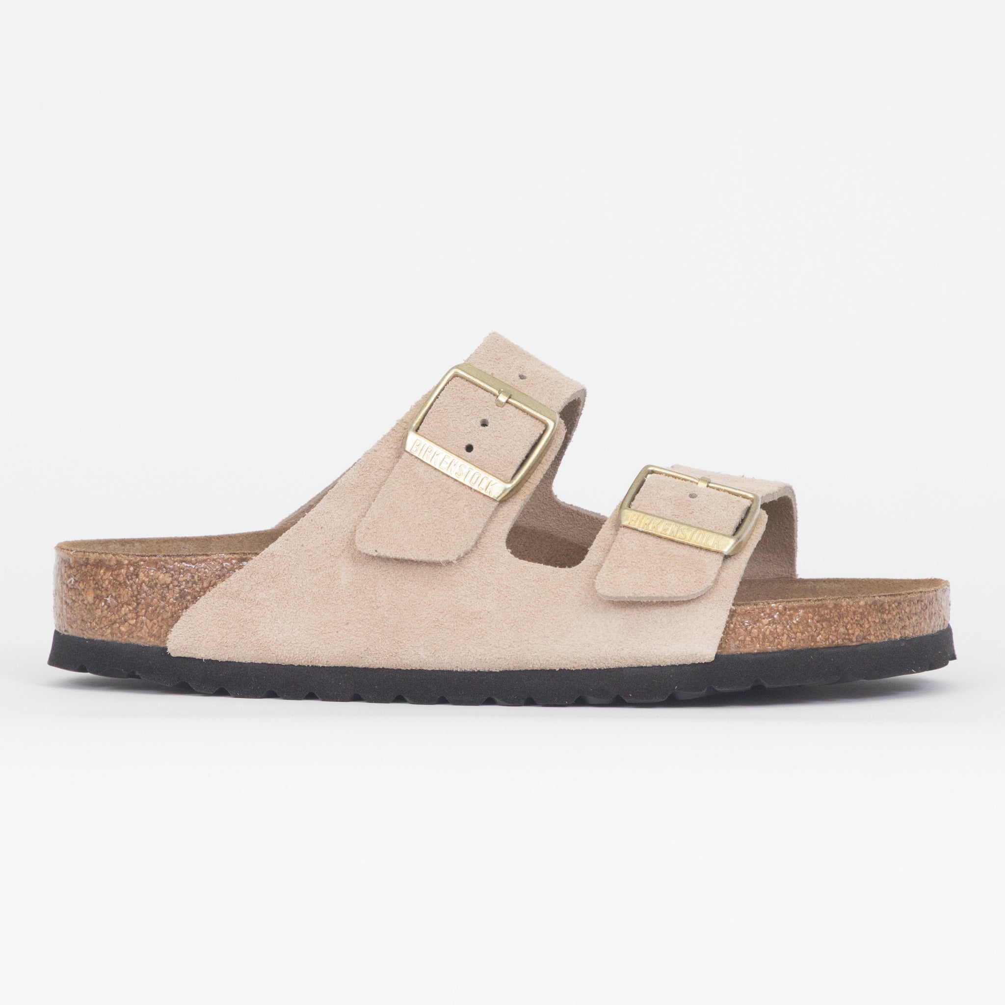 Womens BIRKENSTOCK Arizona Suede Sandals in SANDCASTLE