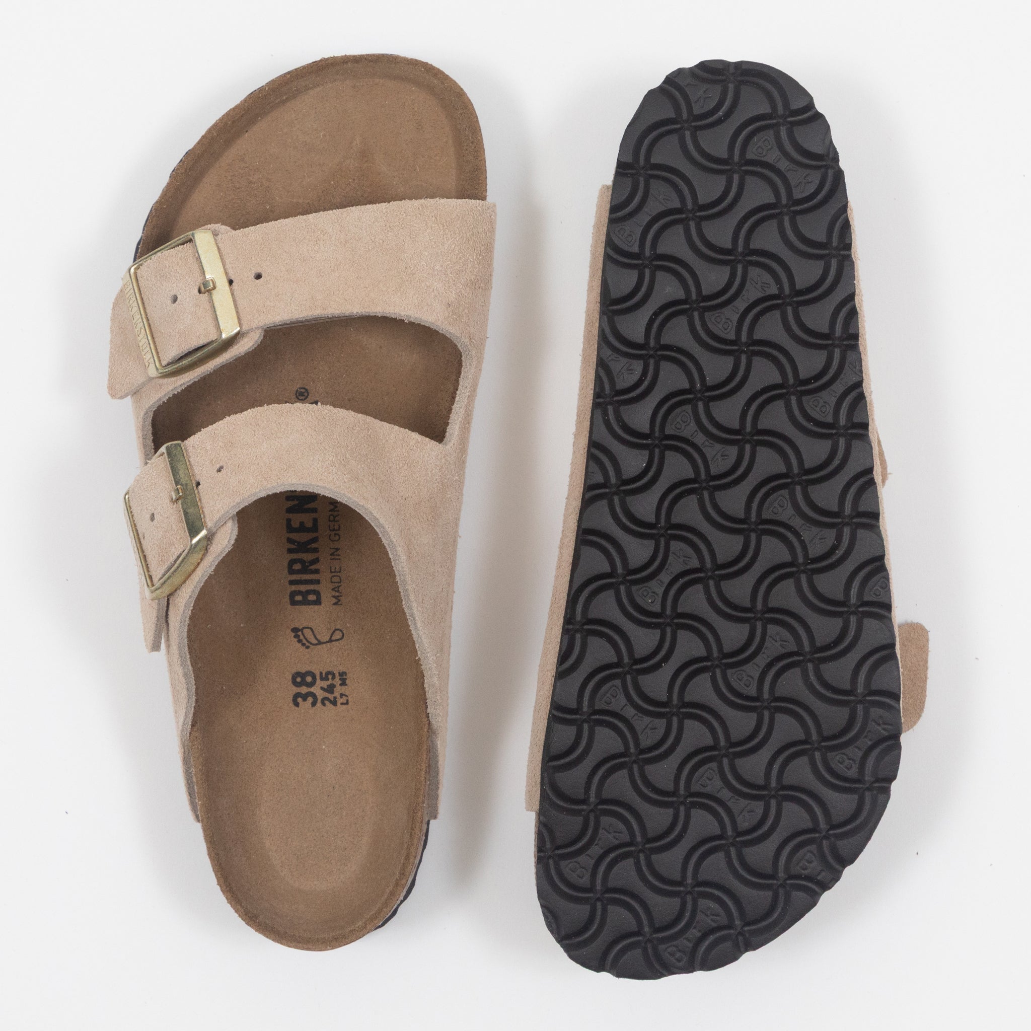 Womens BIRKENSTOCK Arizona Suede Sandals in SANDCASTLE