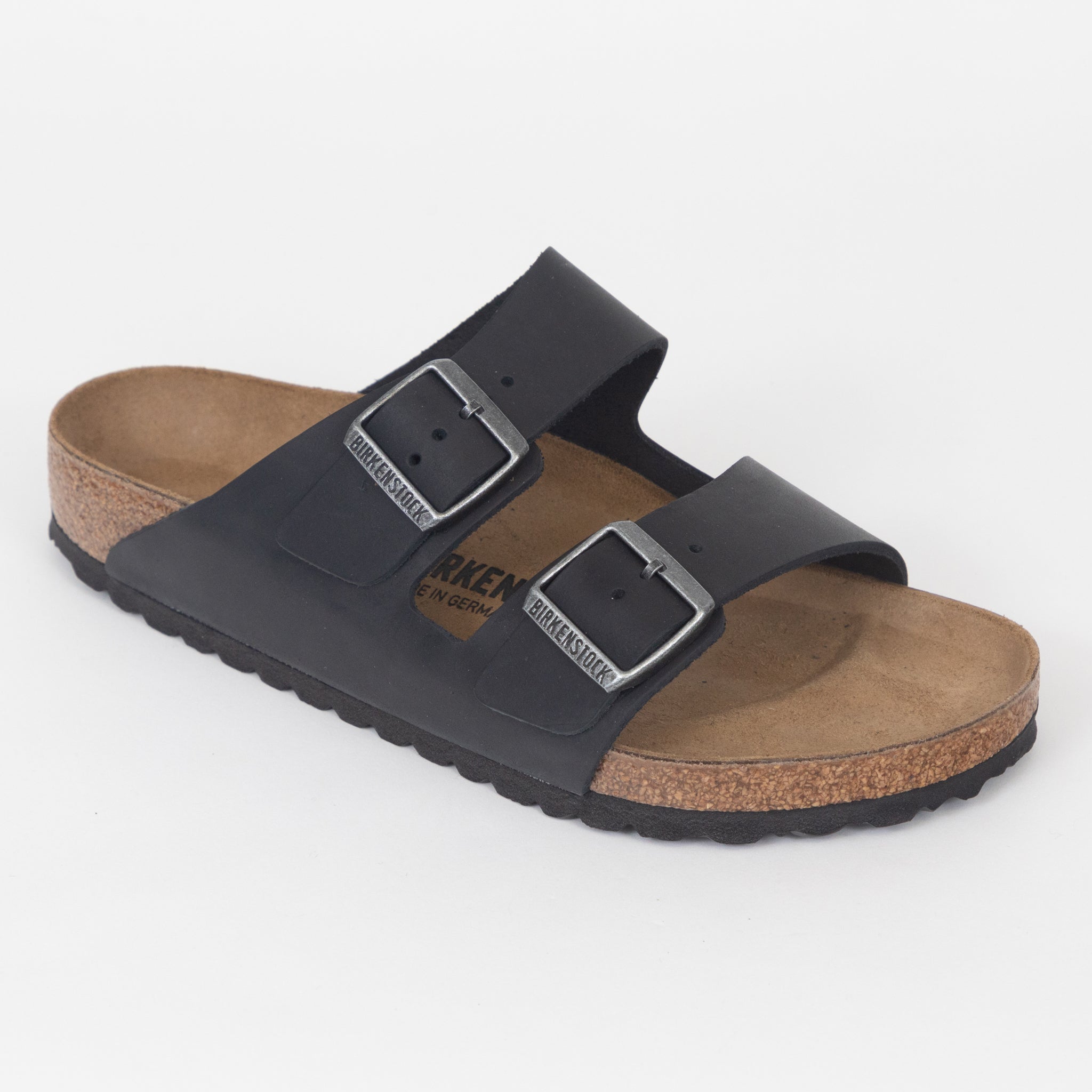 BIRKENSTOCK Arizona Oiled Leather Sandals in BLACK