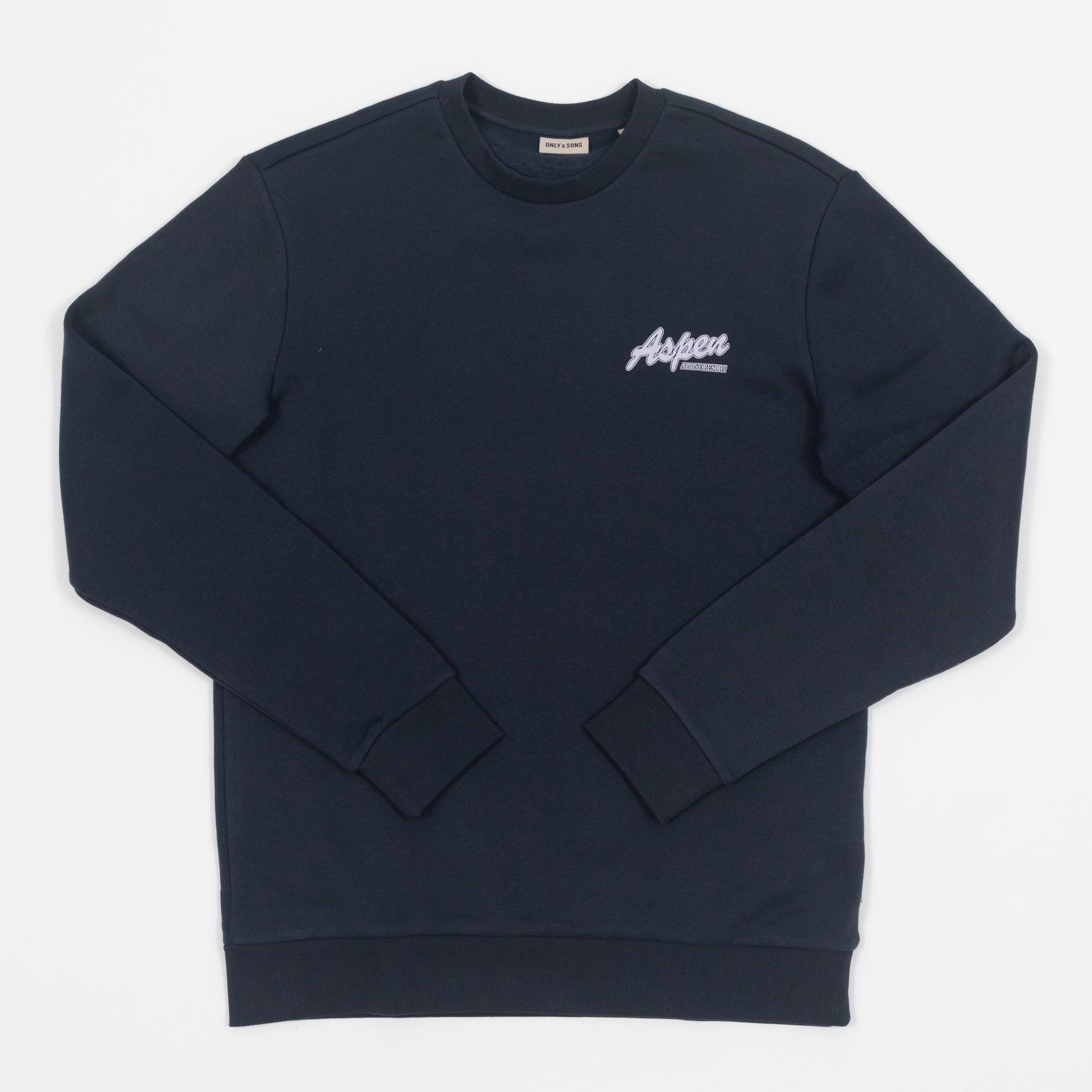 ONLY & SONS Aspen Alpine Ski Resort Sweatshirt in NAVY