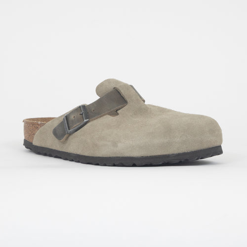 BIRKENSTOCK Boston Mixed Leather Clog in FADED KHAKI