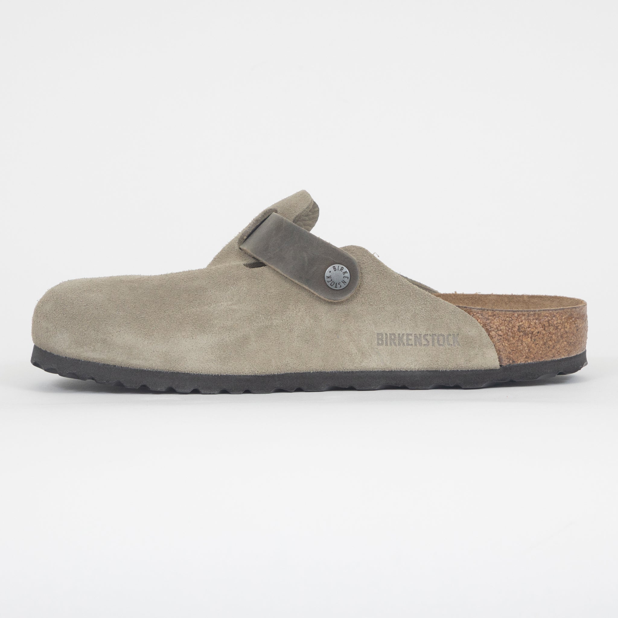 BIRKENSTOCK Boston Mixed Leather Clog in FADED KHAKI