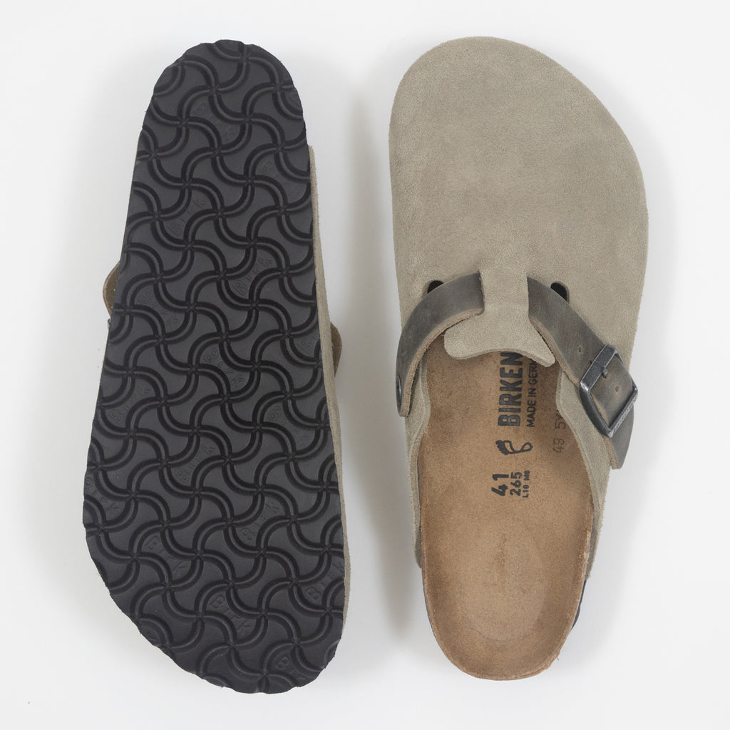 BIRKENSTOCK Boston Mixed Leather Clog in FADED KHAKI