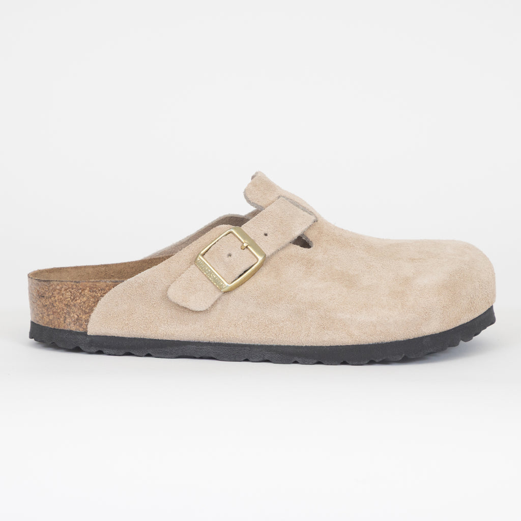 BIRKENSTOCK Boston Suede Leather Sandals in Sandcastle