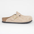 BIRKENSTOCK Boston Suede Leather Sandals in Sandcastle