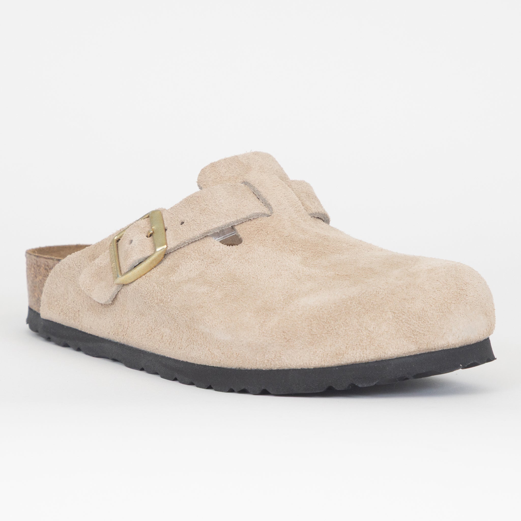 BIRKENSTOCK Boston Suede Leather Sandals in Sandcastle