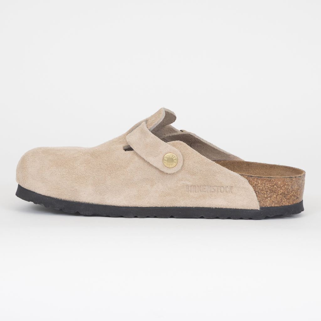BIRKENSTOCK Boston Suede Leather Sandals in Sandcastle