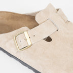 BIRKENSTOCK Boston Suede Leather Sandals in Sandcastle
