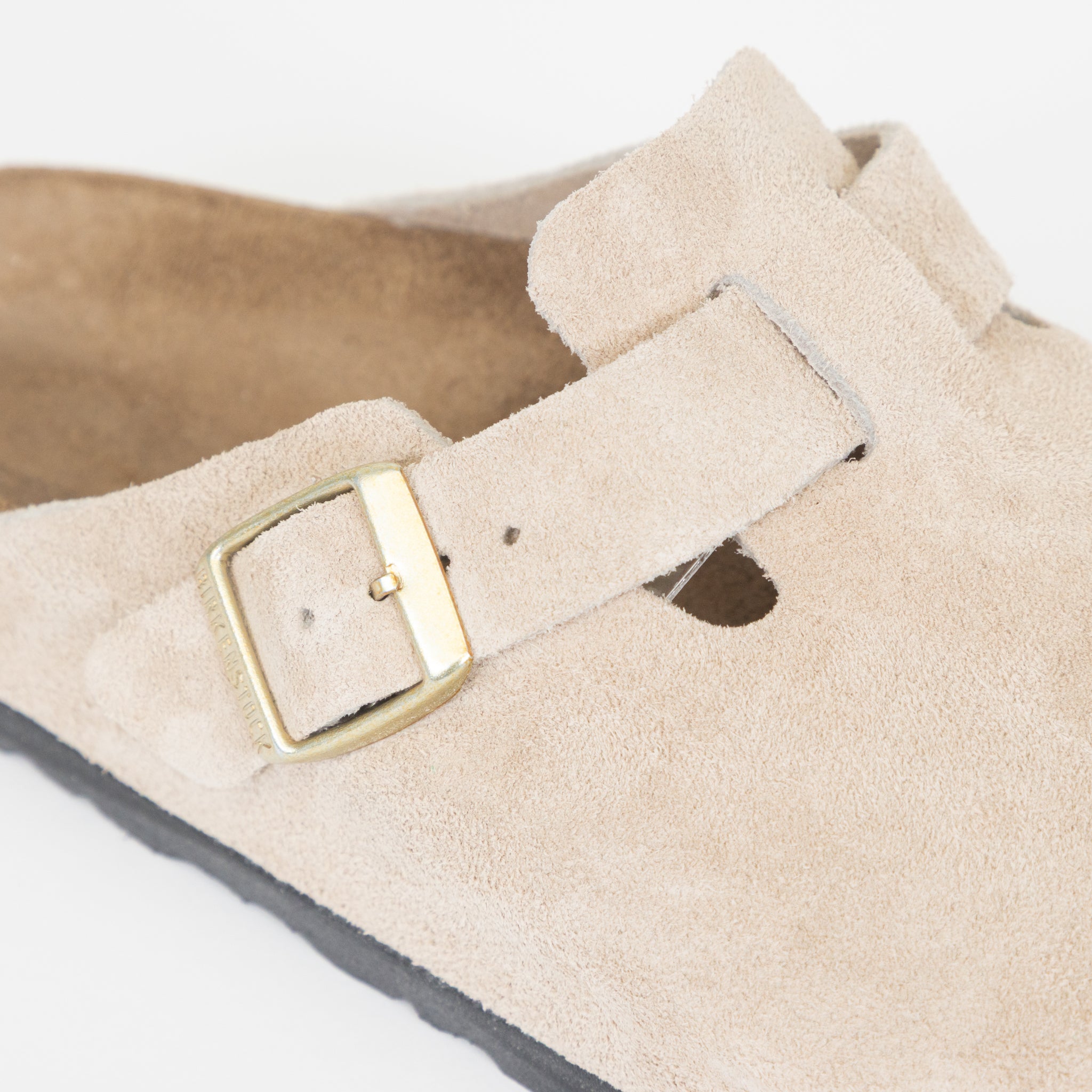 BIRKENSTOCK Boston Suede Leather Sandals in Sandcastle