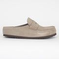 BIRKENSTOCK Naples Suede Leather Buckley Clog in Taupe