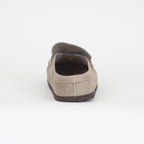 BIRKENSTOCK Naples Suede Leather Buckley Clog in Taupe