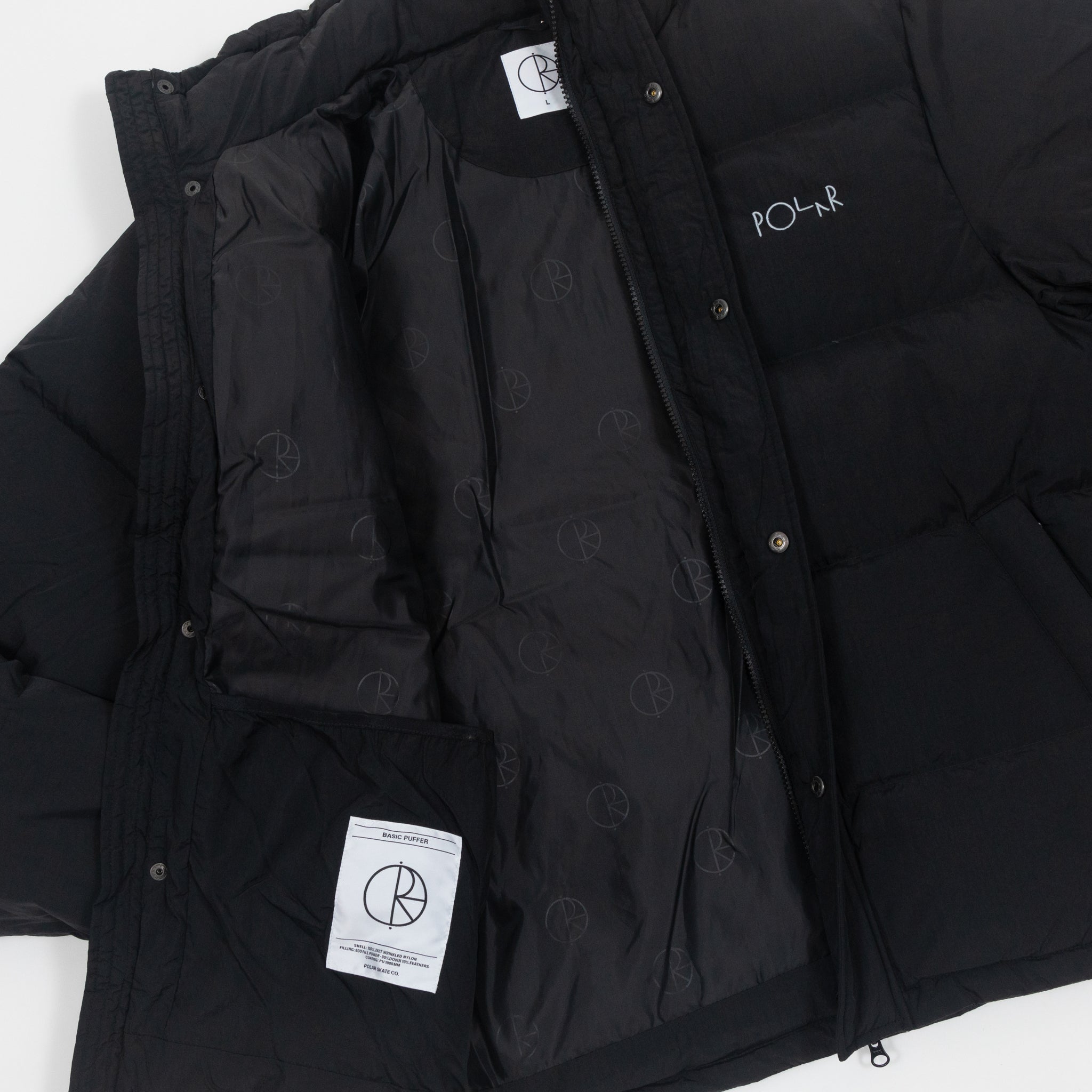 POLAR SKATE CO. Basic Puffer Jacket in BLACK