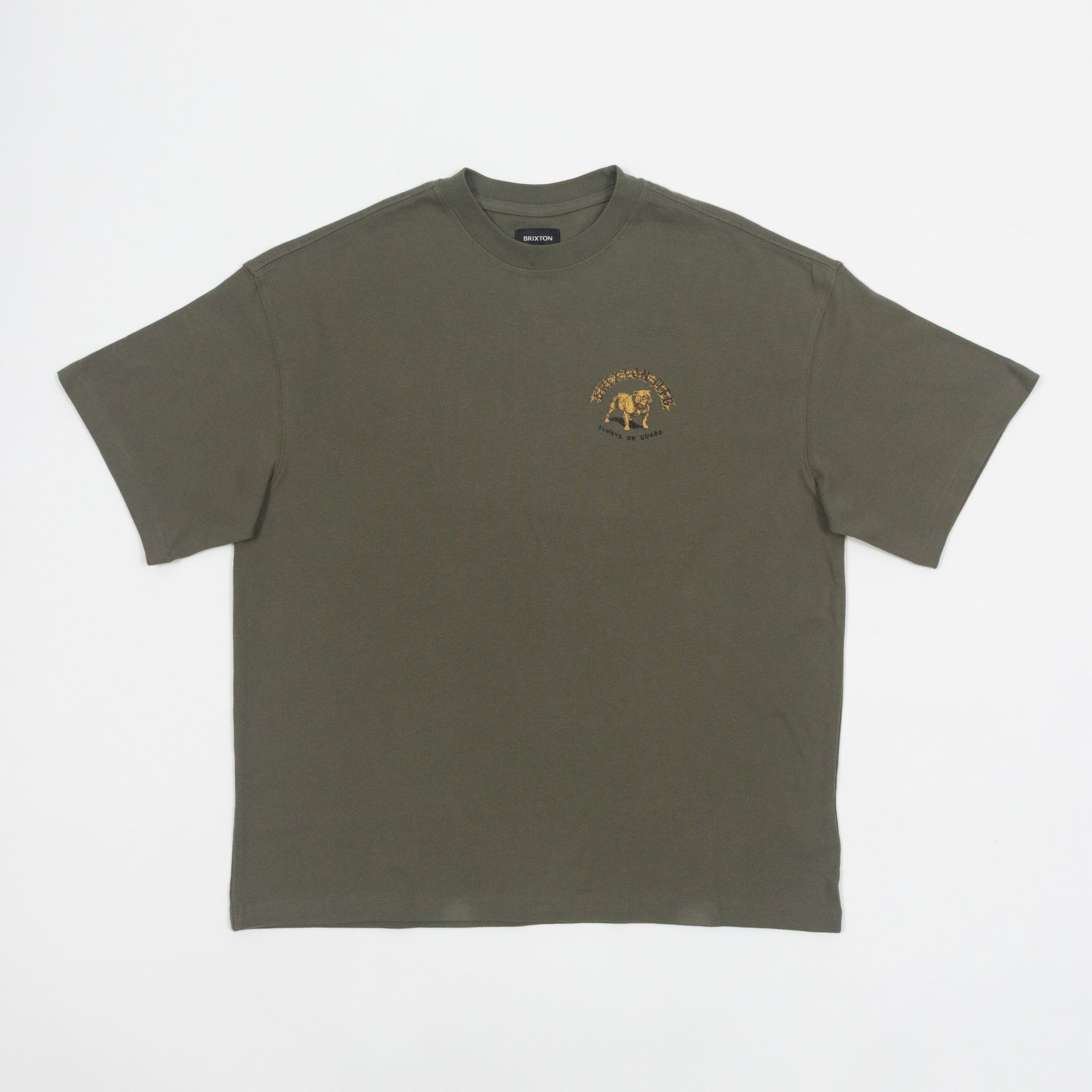 BRIXTON Bauer HW T-Shirt in OLIVE GREEN CLASSIC WASH