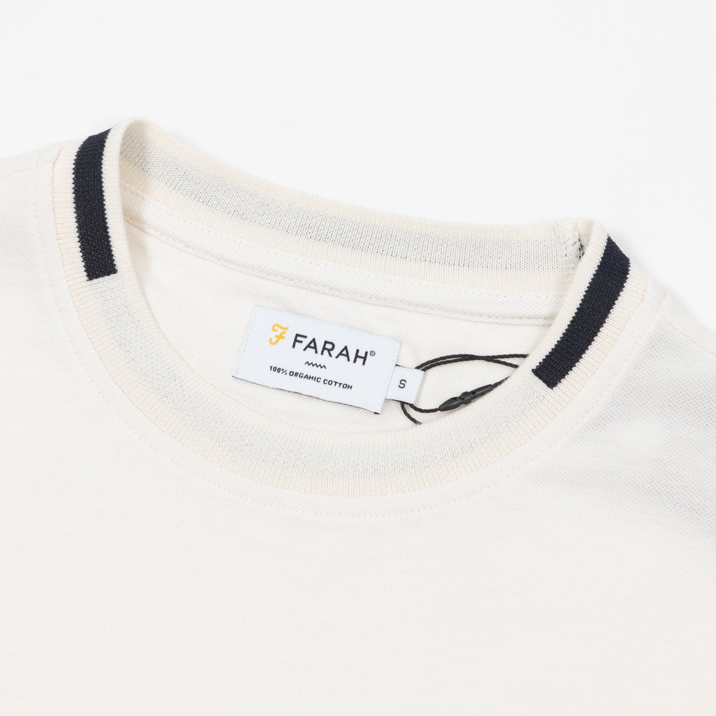 FARAH Vintage Bedingfield Tipping T-Shirt in CREAM