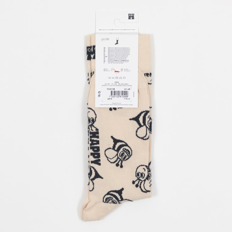 HAPPY SOCKS Bee Socks in CREAM & BLACK