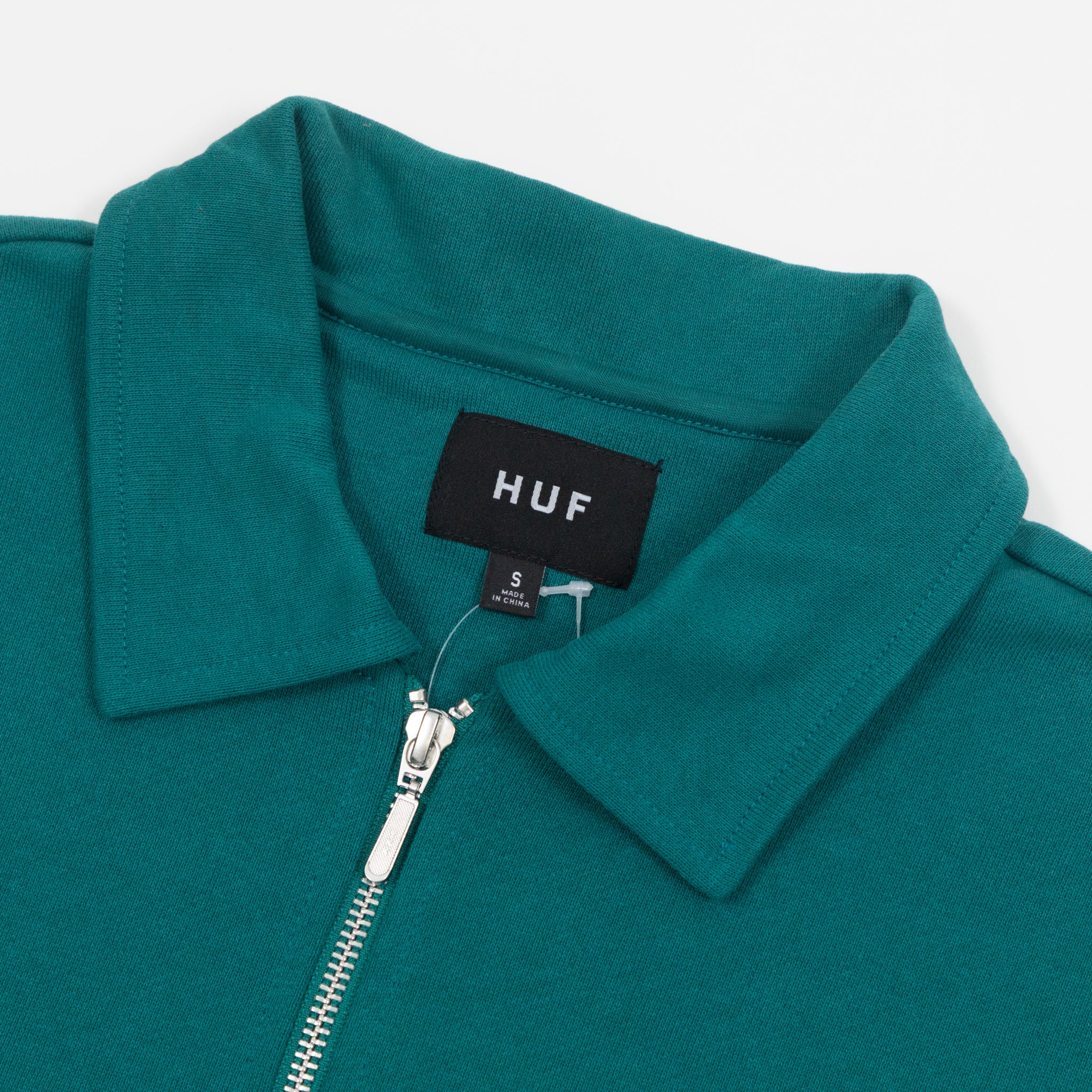HUF Big Block Quarter Zip Terry Sweatshirt in GREEN