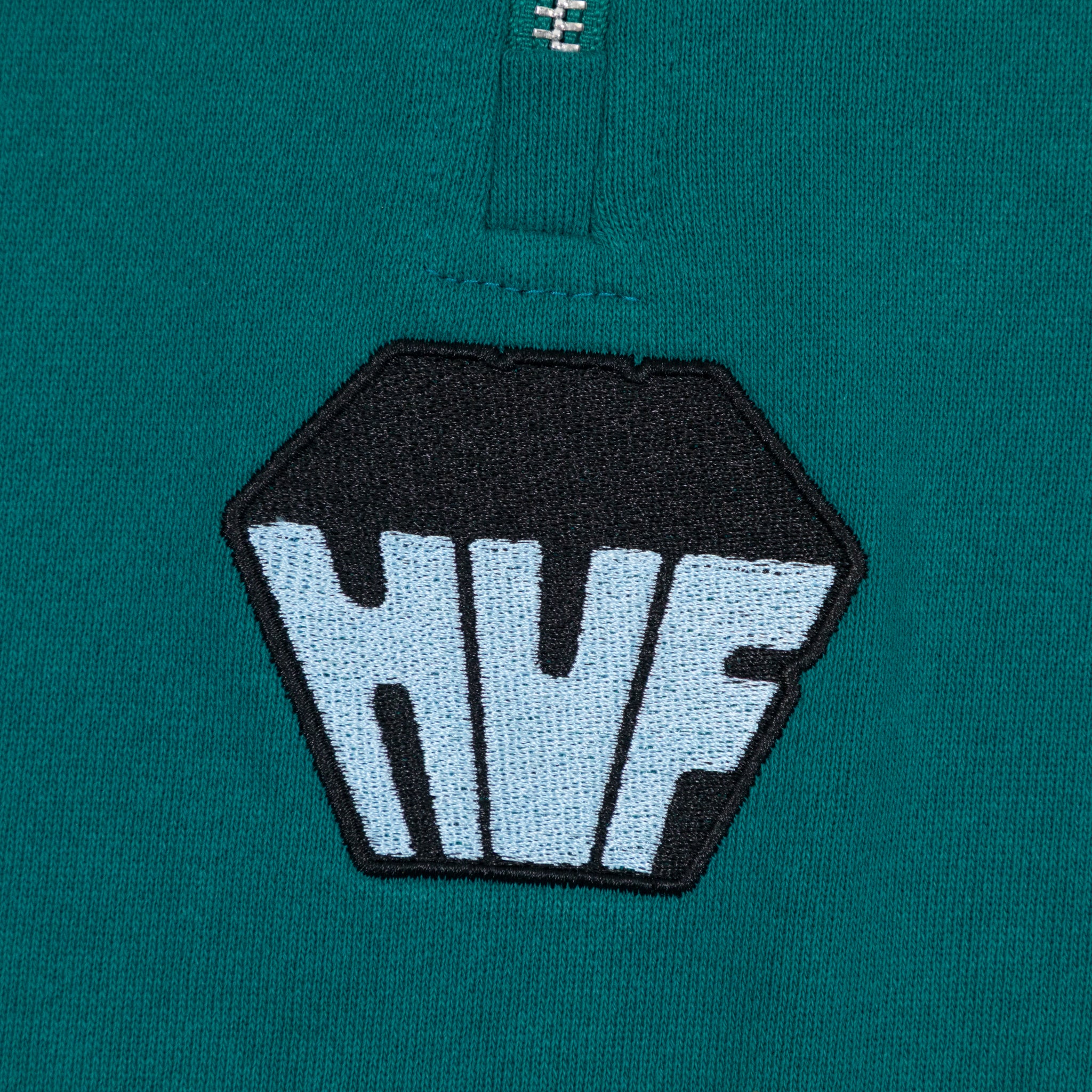 HUF Big Block Quarter Zip Terry Sweatshirt in GREEN