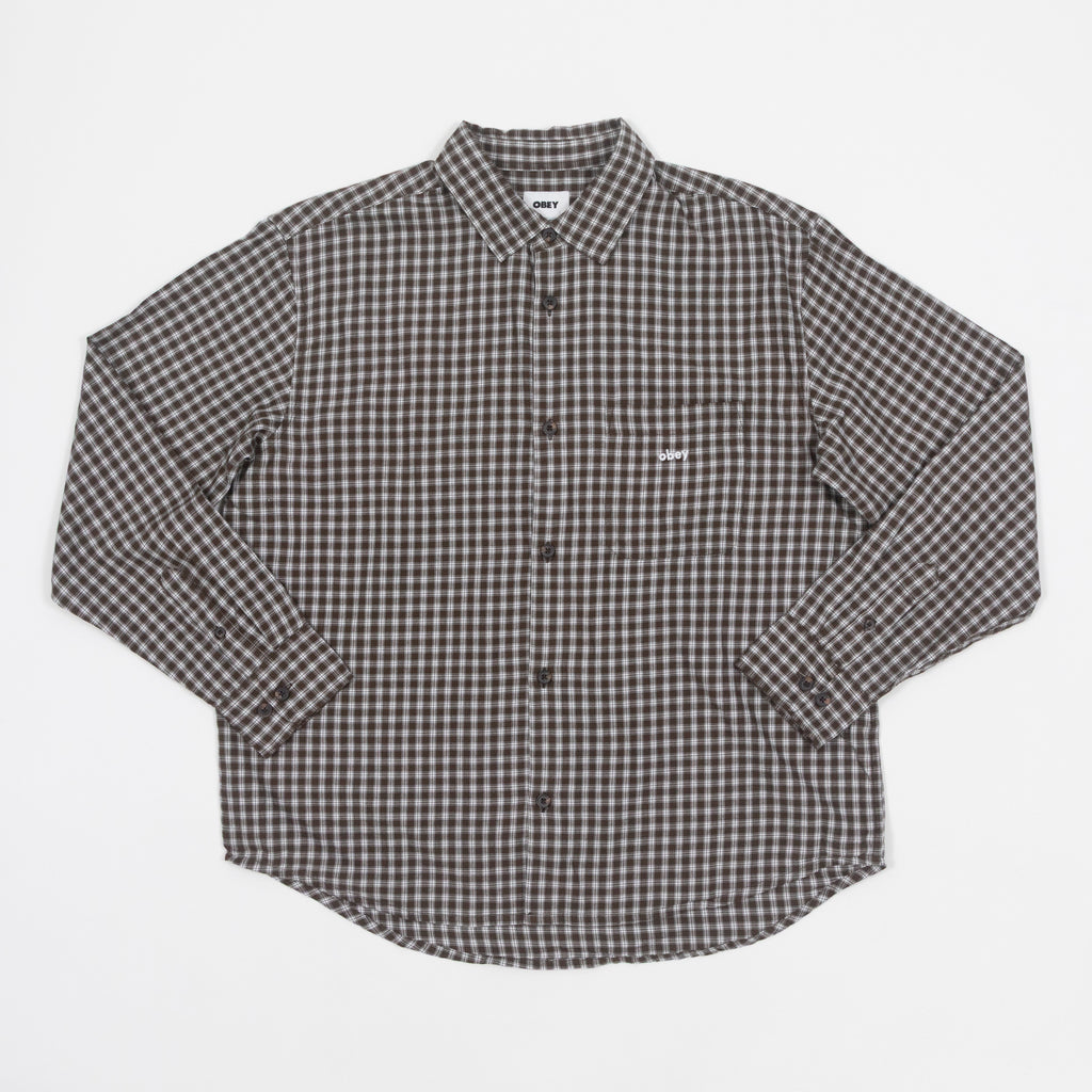 OBEY Bigwig Andy Woven Shirt IN BROWN