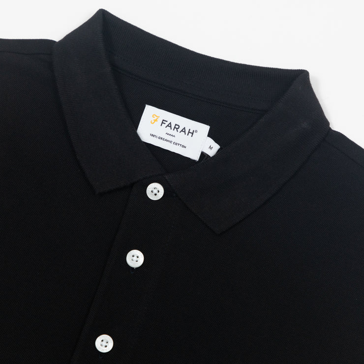 FARAH Blanes Long Sleeve Polo Shirt in BLACK