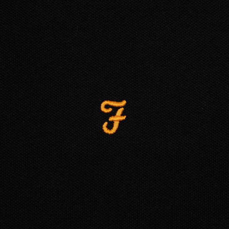 FARAH Blanes Long Sleeve Polo Shirt in BLACK