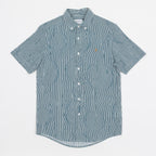 FARAH Blige Stripe Shirt in GREEN & WHITE