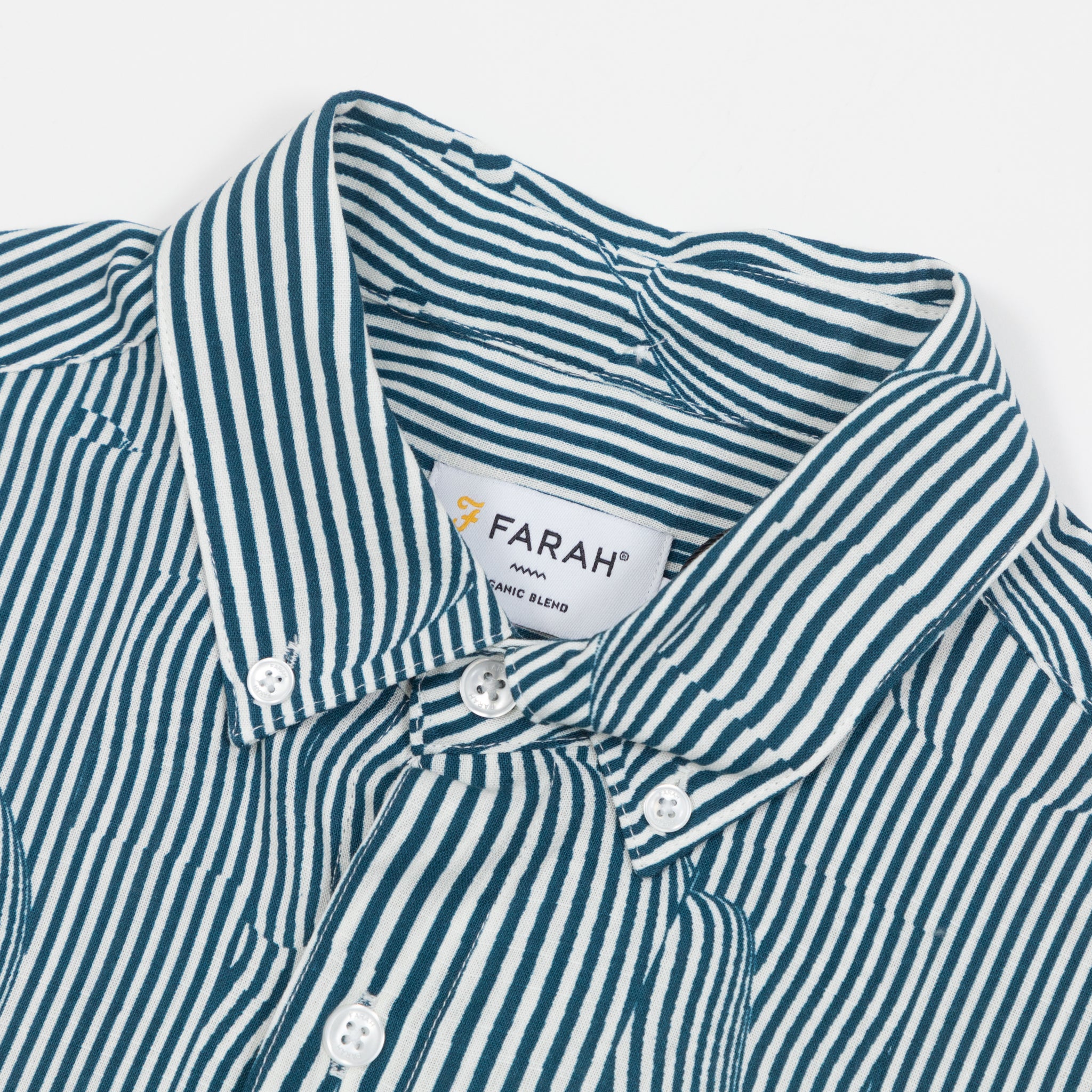 FARAH Blige Stripe Shirt in GREEN & WHITE