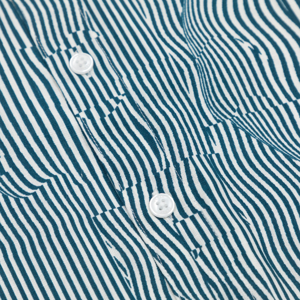 FARAH Blige Stripe Shirt in GREEN & WHITE