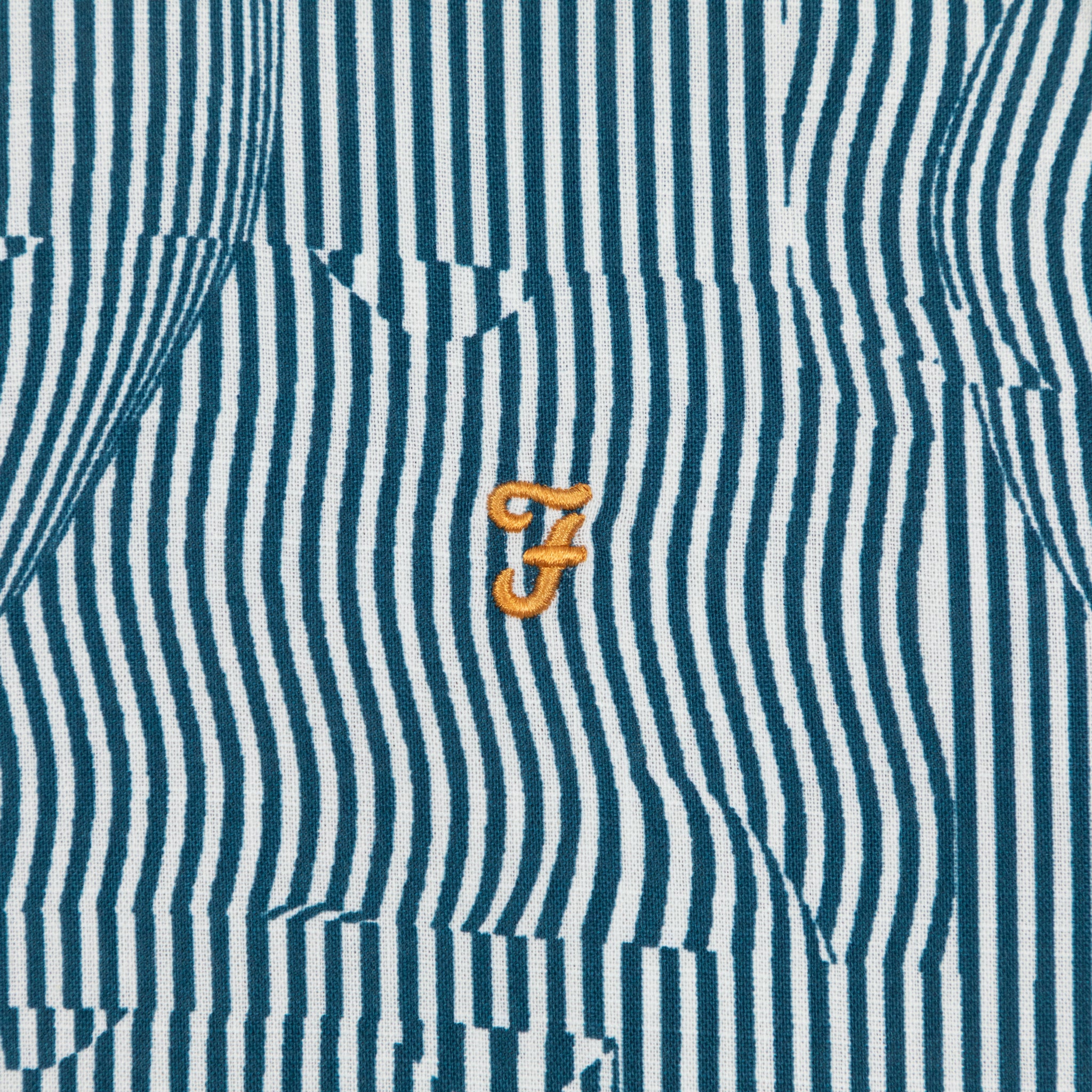 FARAH Blige Stripe Shirt in GREEN & WHITE