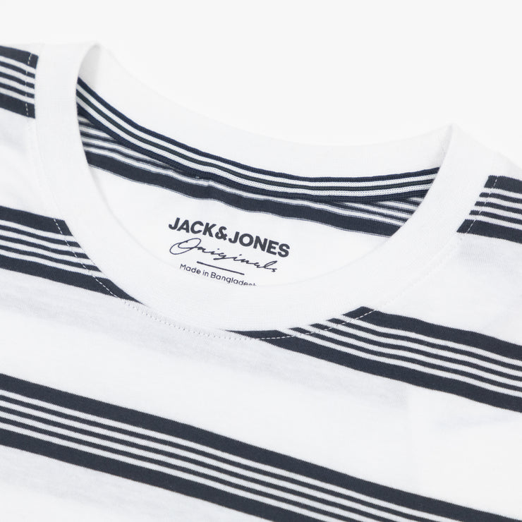 JACK & JONES Block Stripe Short Sleeve T-Shirt in WHITE
