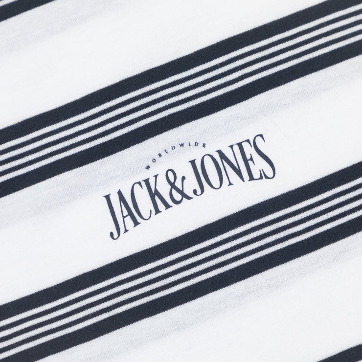 JACK & JONES Block Stripe Short Sleeve T-Shirt in WHITE
