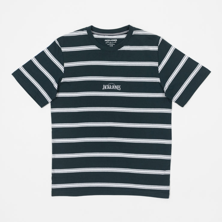 JACK & JONES Block Stripe Short Sleeve T-Shirt in FOREST GREEN