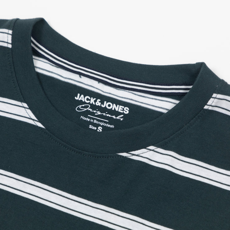 JACK & JONES Block Stripe Short Sleeve T-Shirt in FOREST GREEN
