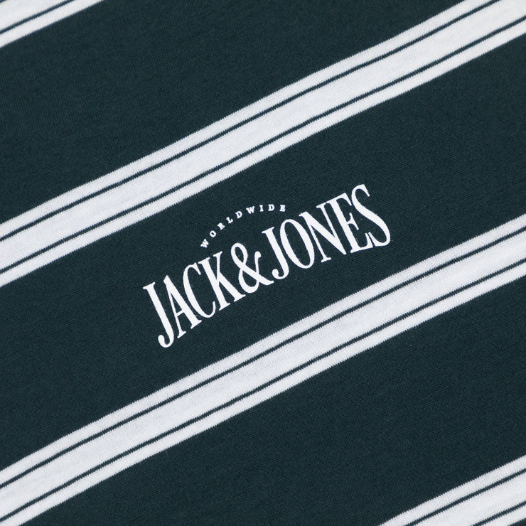 JACK & JONES Block Stripe Short Sleeve T-Shirt in FOREST GREEN