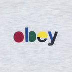 Womens OBEY Blocks Cropped Crew Sweatshirt  in ASH GREY