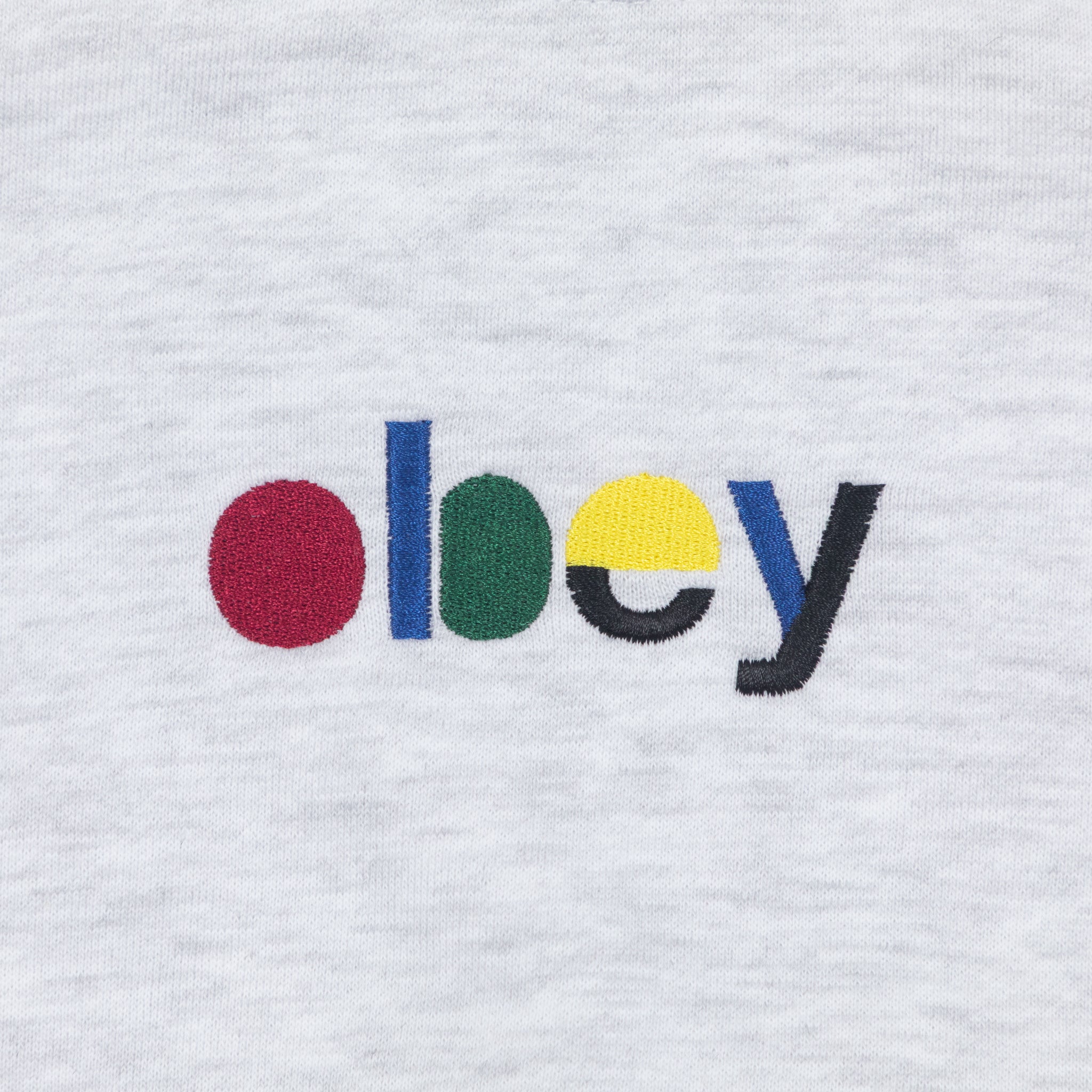 Womens OBEY Blocks Cropped Crew Sweatshirt  in ASH GREY