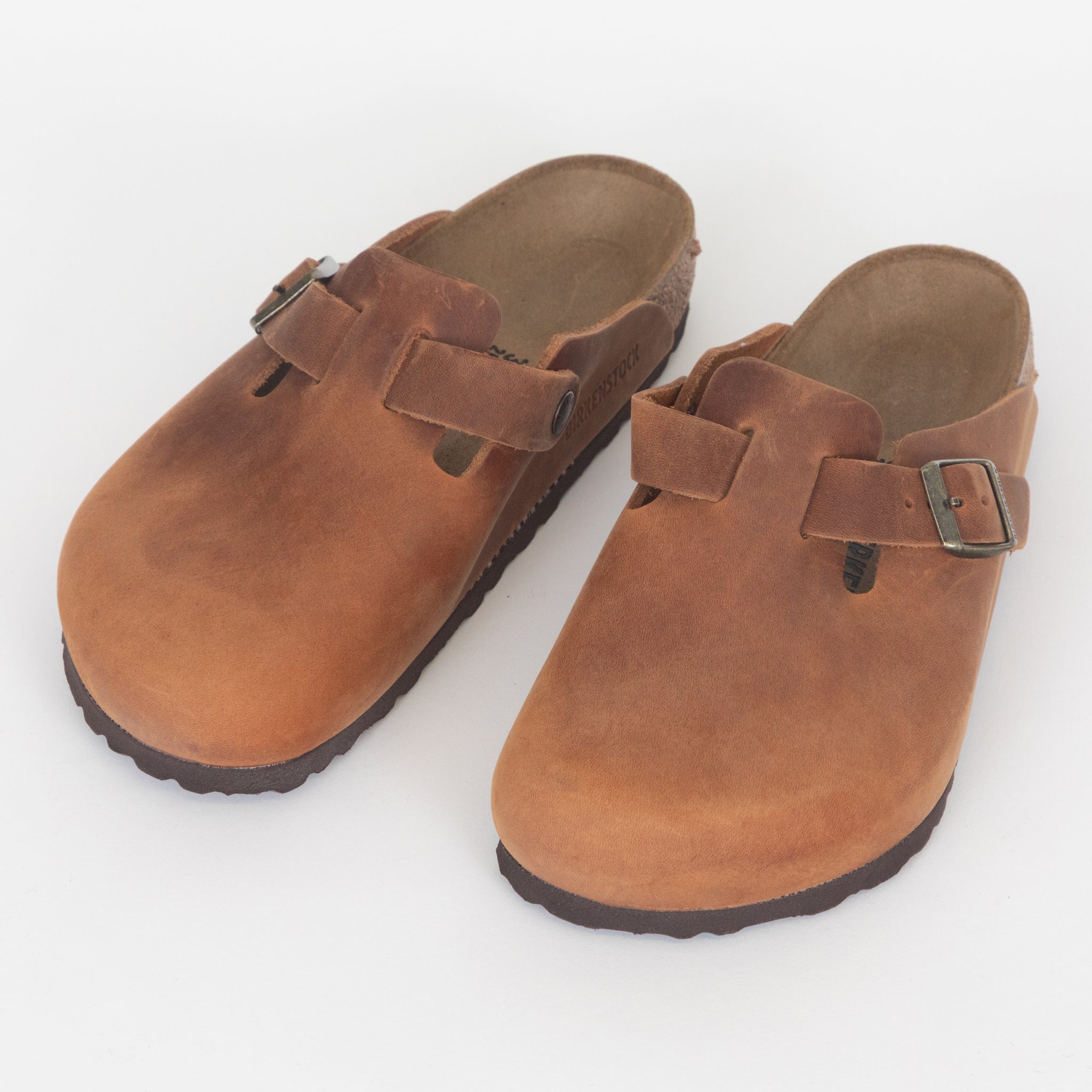 BIRKENSTOCK Boston Clog Oiled Leather Sandals in COGNAC