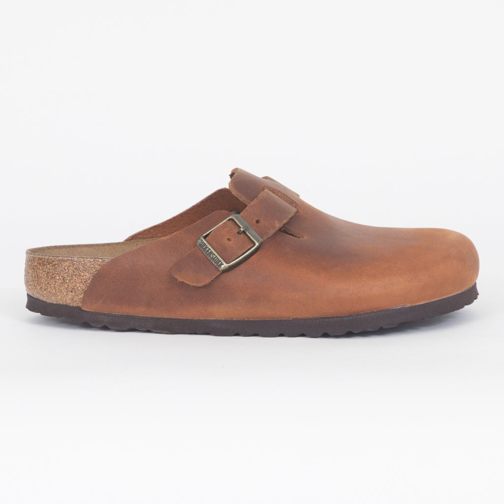 BIRKENSTOCK Boston Clog Oiled Leather Sandals in COGNAC